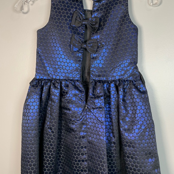 Bonnie Jean black with blue metallic all over dot dress. Size 6 - Picture 3 of 7